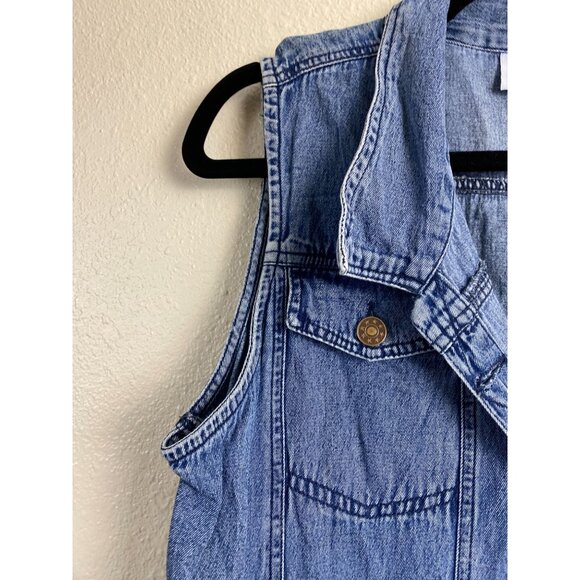 Skyline Collection Blue Sleeveless Button Up Denim Top Women size XL Classic - Picture 10 of 15